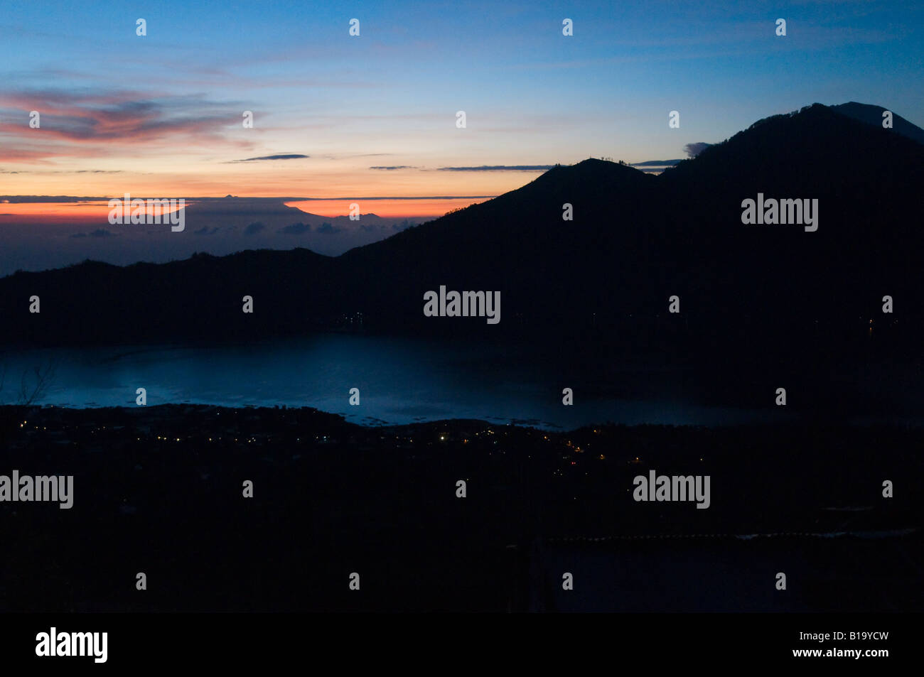 Indonesia Bali Island Gunung Batur Batur Volcano sunrise on Batur lake ...