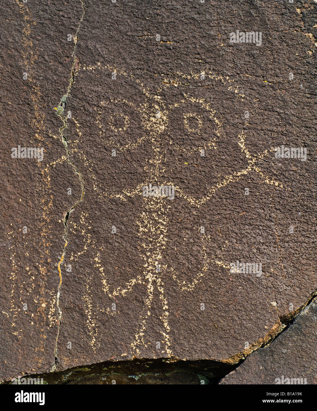 Native American pictograph rock carvings at Petroglyph Lake Hart Mountain National Antelope Refuge southeastern Oregon Stock Photo