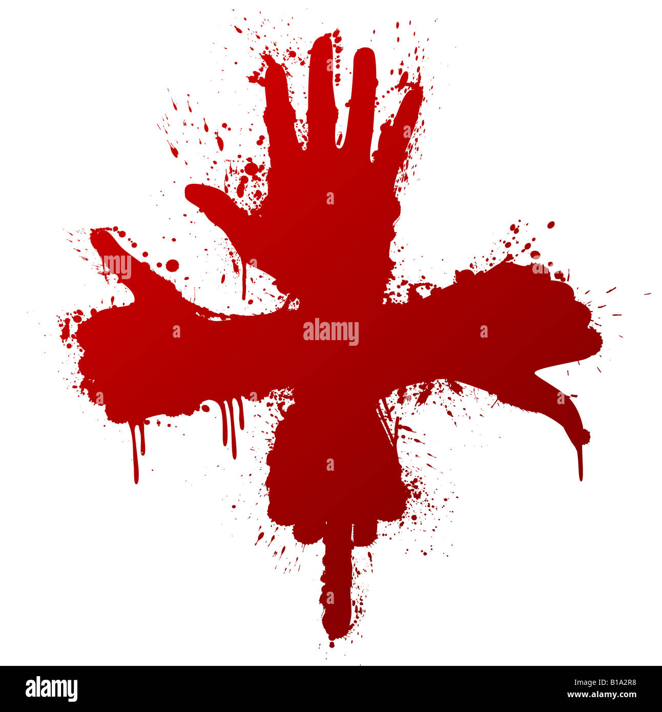 Vector illustration of a hand gestures conceptual ink splatter design ...