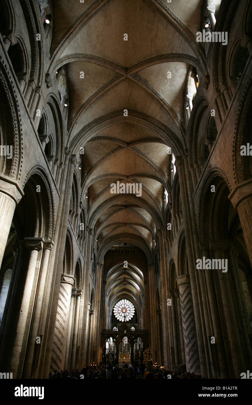 The nave, Durham Cathedral, Durham City, County Durham, UK. Stock Photo