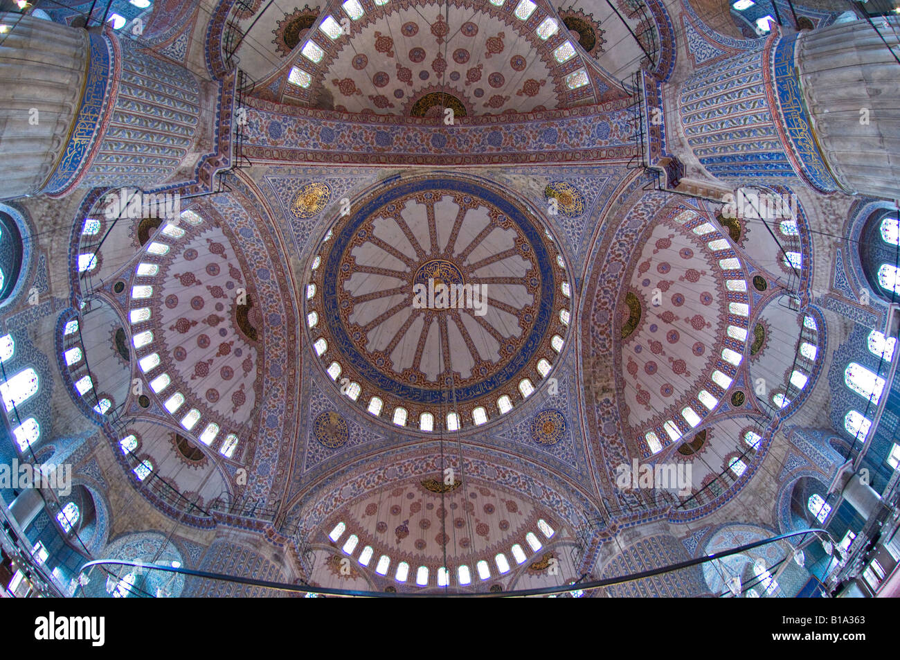 Wide View Of The Dome And Ceiling Inside The Sultan Ahmed Mosque
