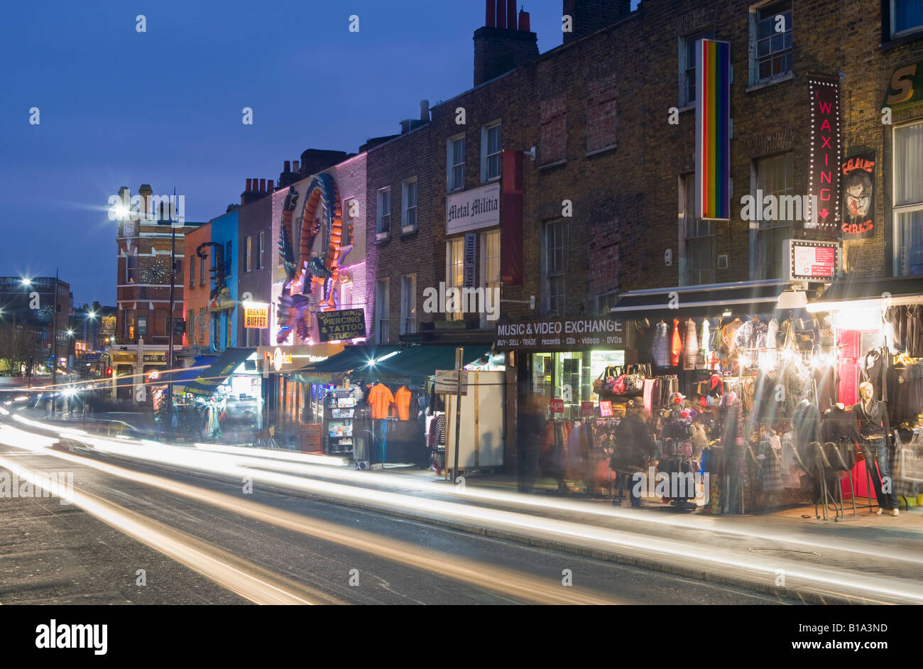 Shops and markets in Camden Town, London, England. Stock Photo
