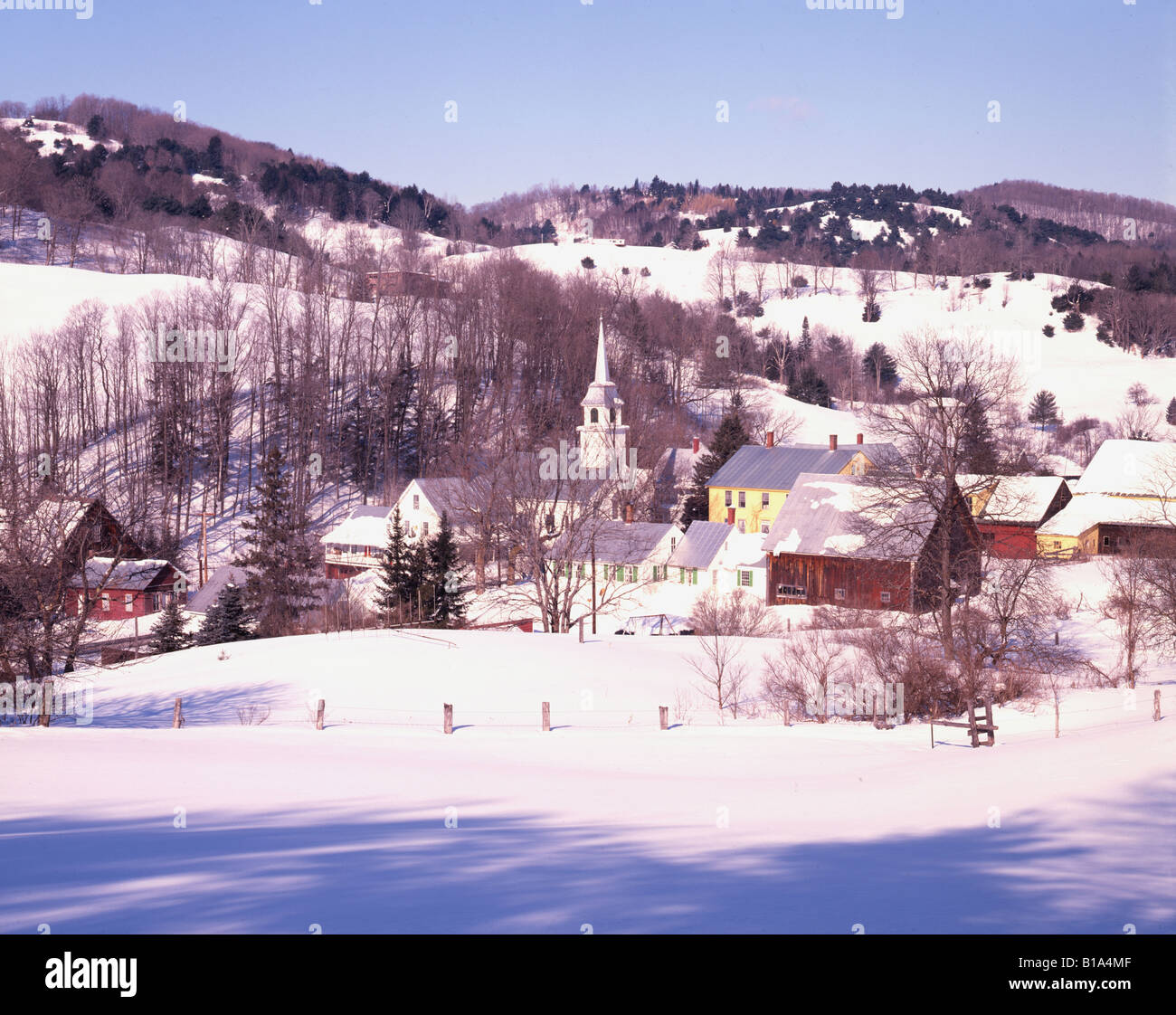 New England Village in Winter Stock Photo - Alamy
