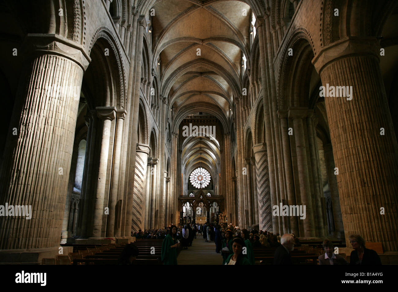 The nave, Durham Cathedral, Durham City, County Durham, UK. Stock Photo