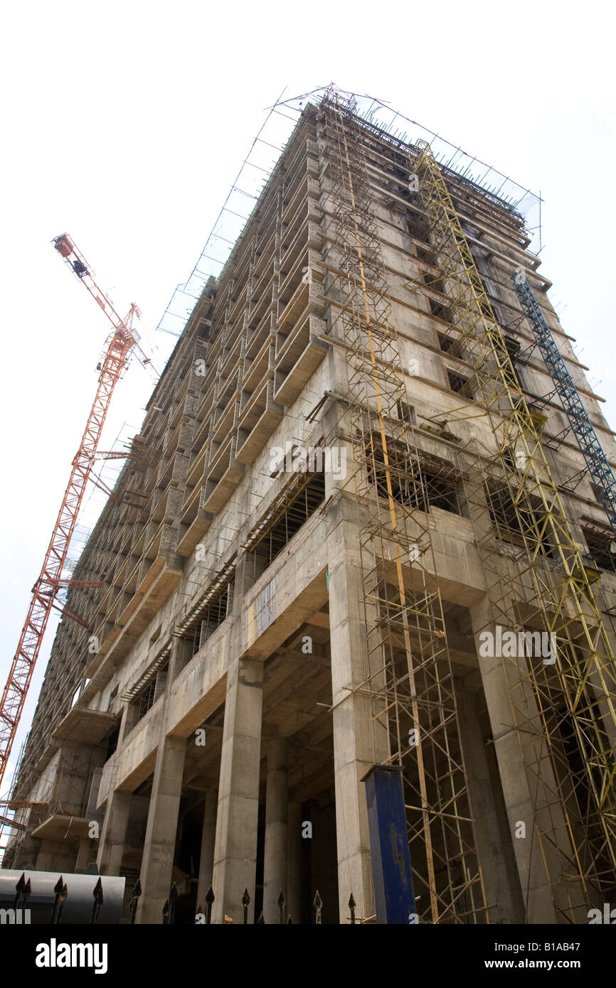 This highrise building is being erected close to Cubban Park and the newly built UB City in Bangalore, India. Stock Photo
