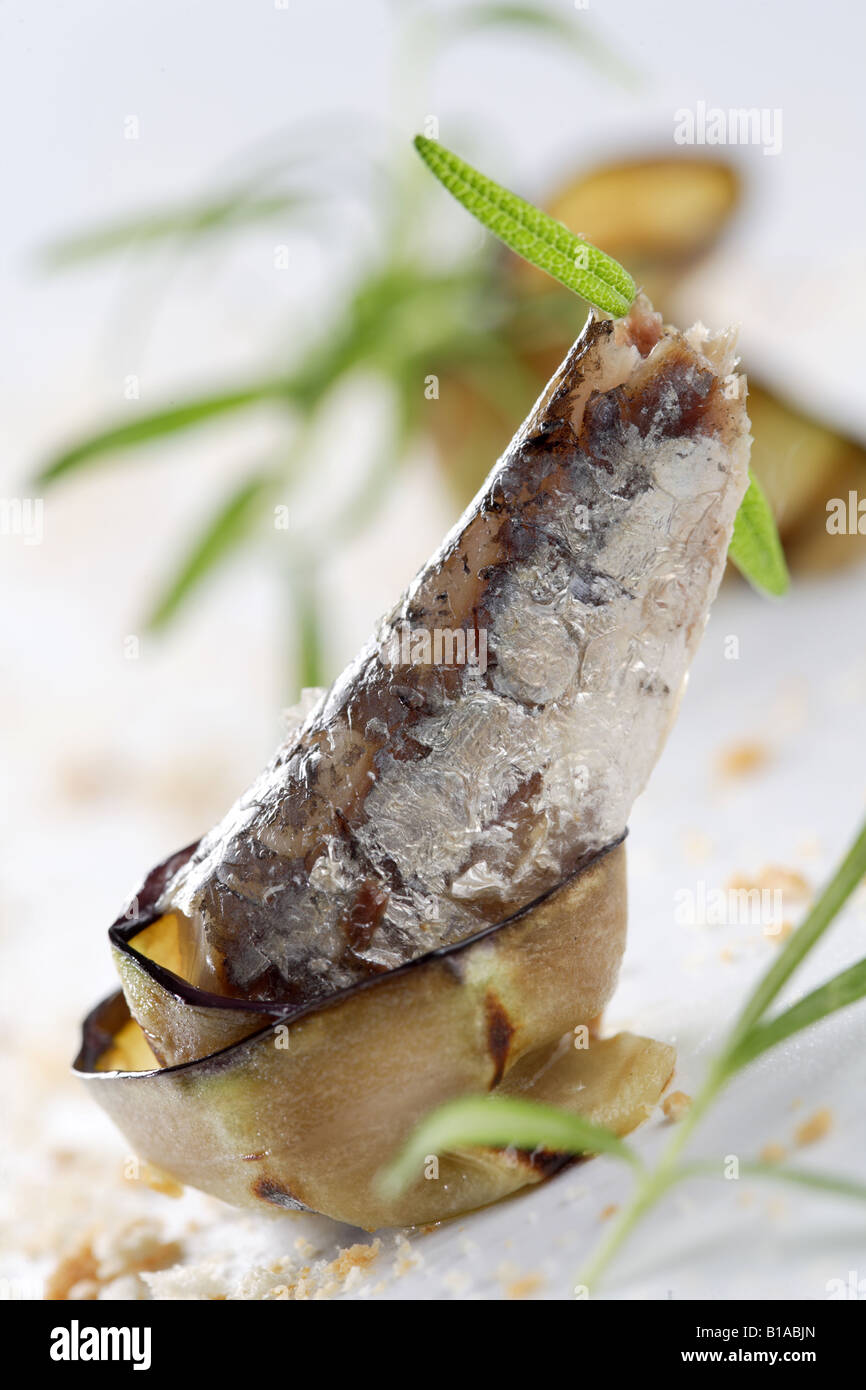 Sardine with aubergine Stock Photo Alamy