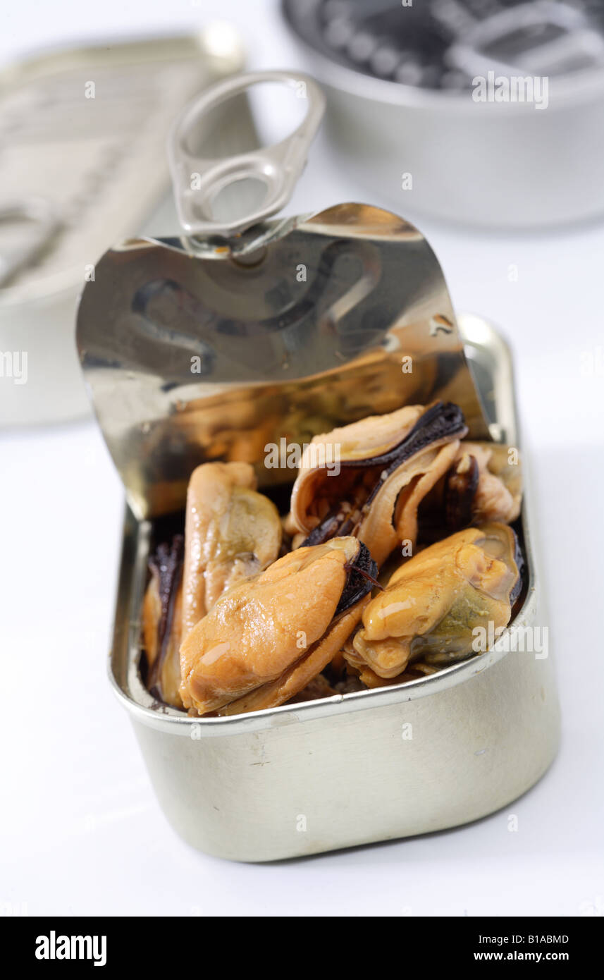 Canned mussels (vertical Stock Photo Alamy