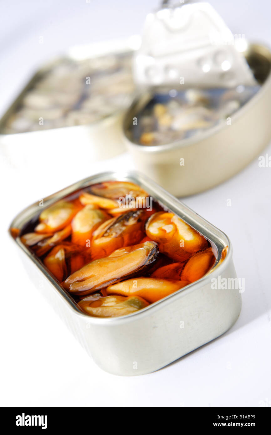 Canned mussels (vertical Stock Photo Alamy