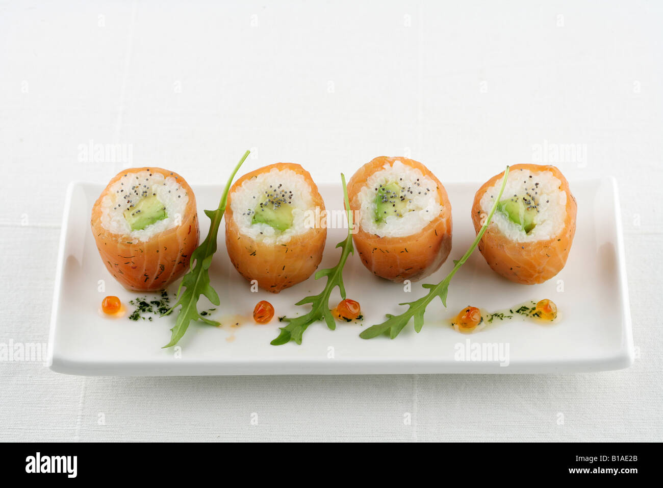 Marinated salmon sushi (zhenital Stock Photo Alamy