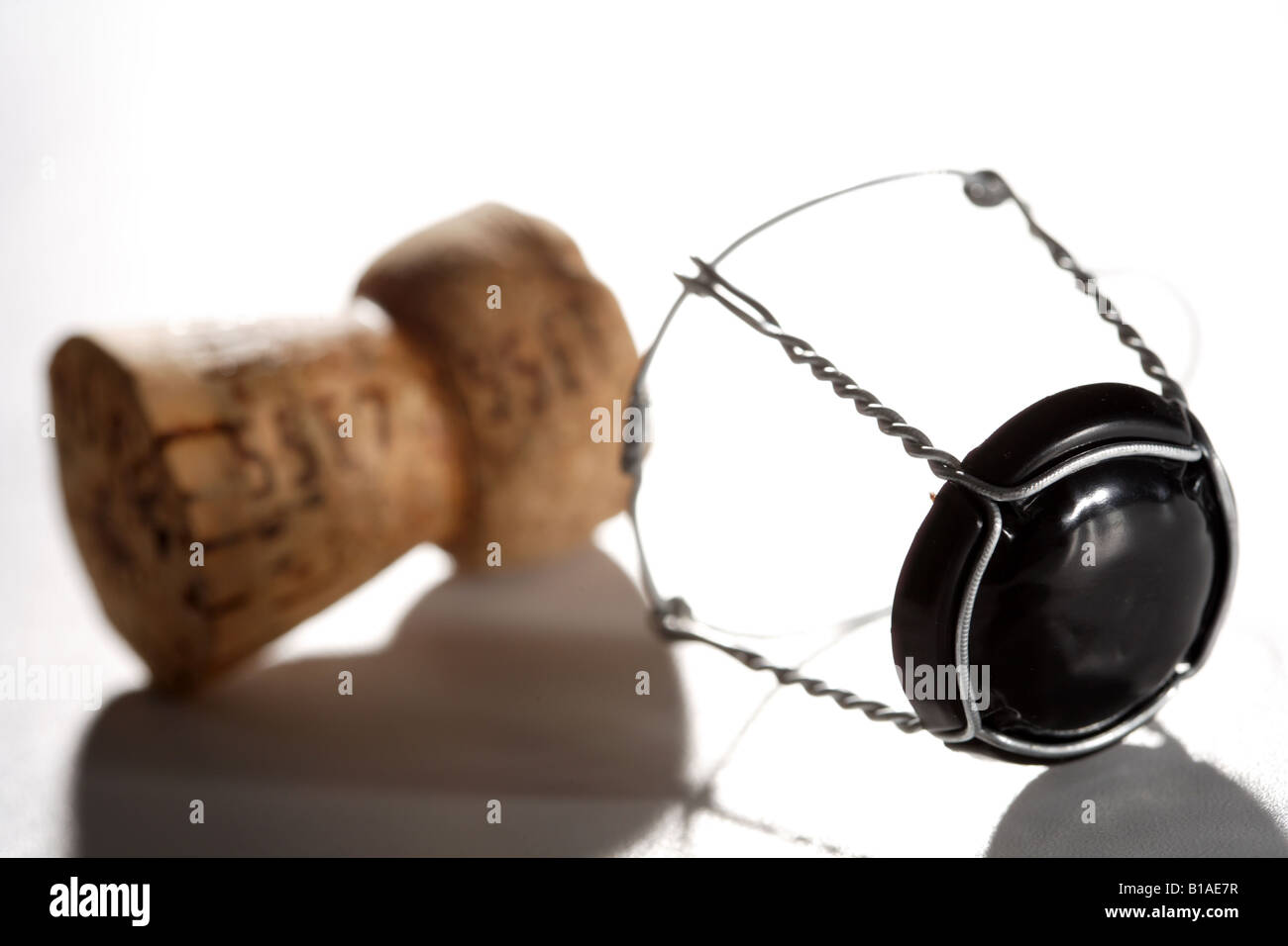 Top and cap of a cava bottle Stock Photo