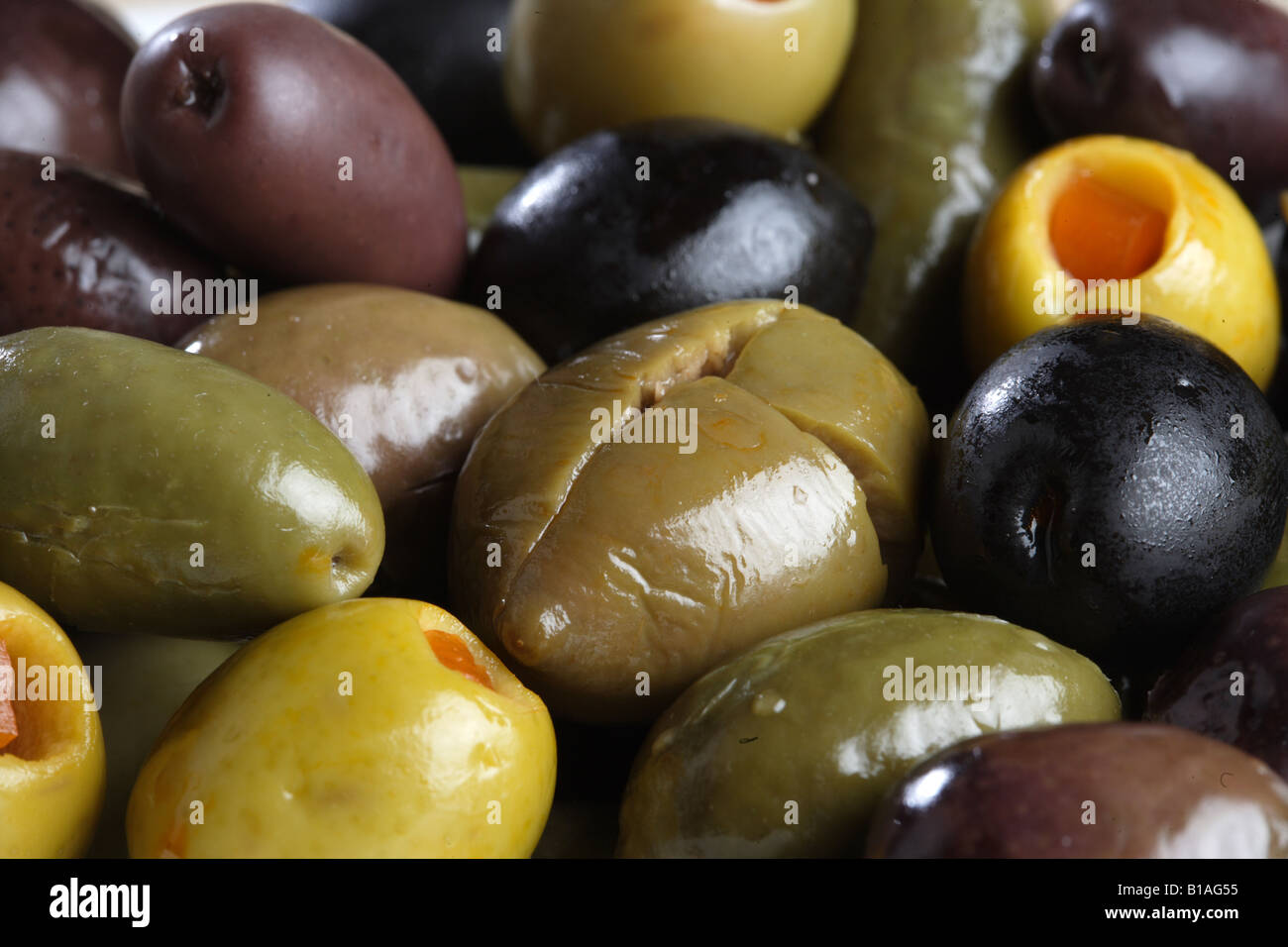 Assortment of olives from Spain in tapa Stock Photo Alamy