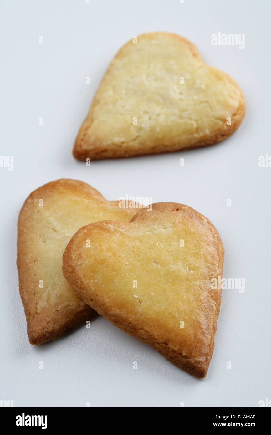 Heartshaped butter cookies on white background Stock Photo Alamy