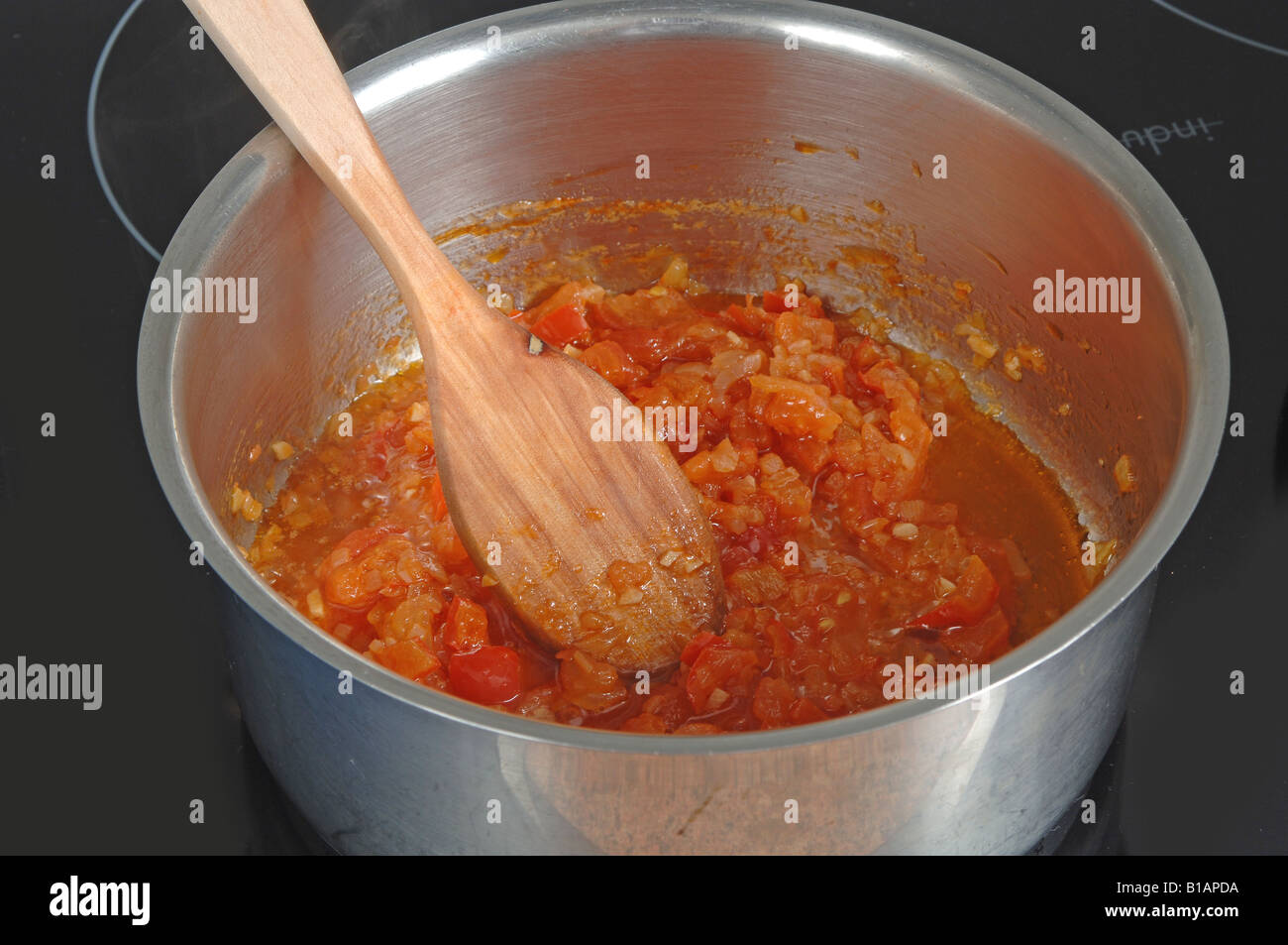 Making typical sautéed ingredients Stock Photo