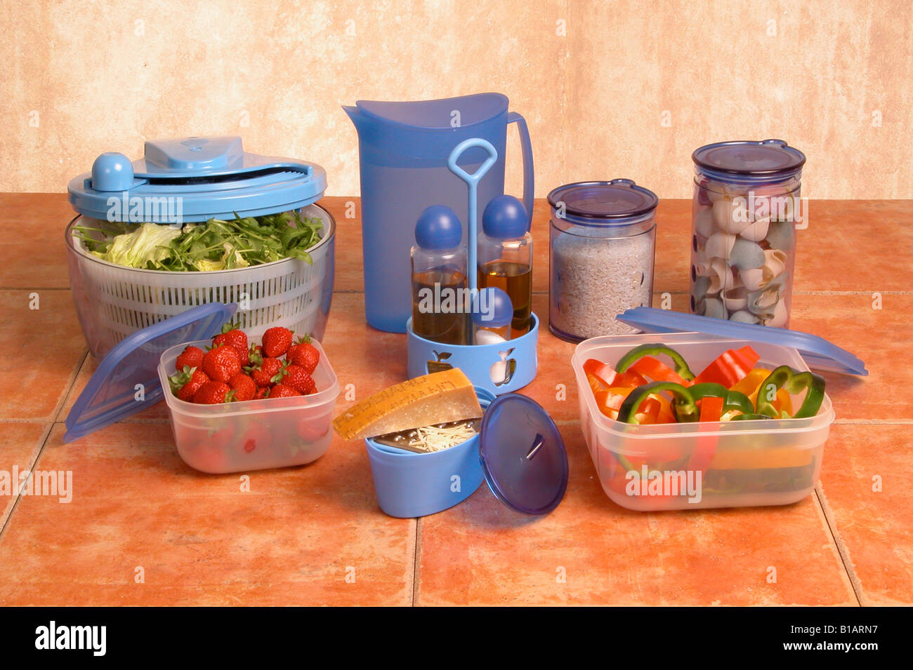 Stilllife of lunch boxes and plastic utensils Stock Photo Alamy