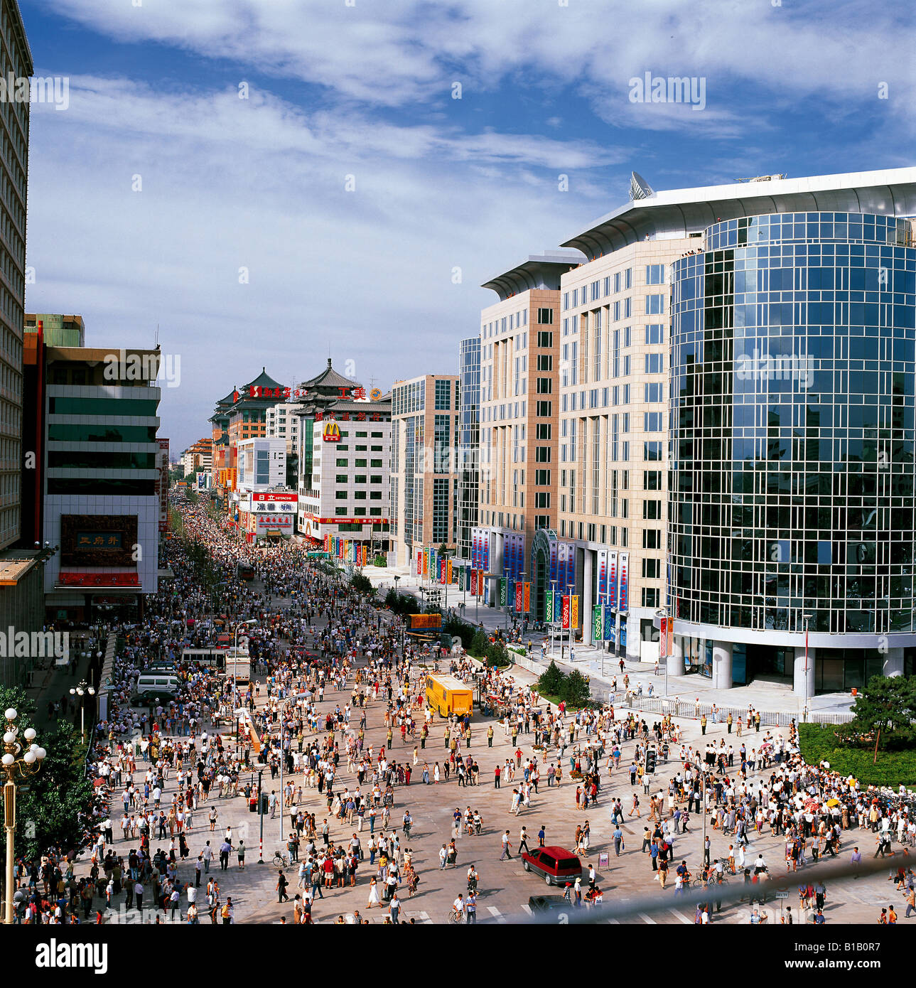 high angle view of crowd near Oriental Plaza at Wuangfujing,Beijing,China Stock Photo