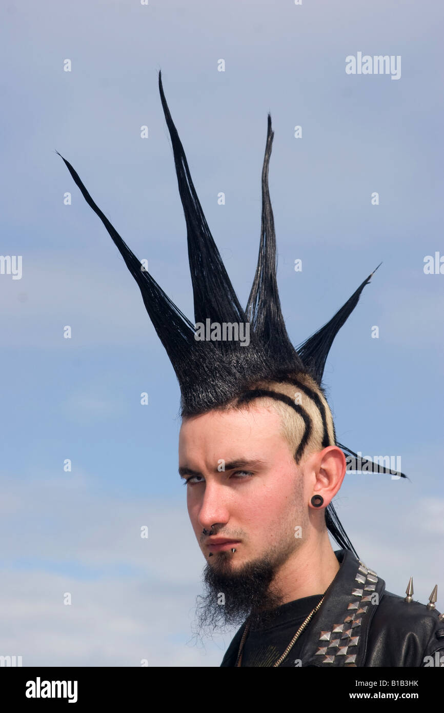 Punk teenager with spikey hairstyle. Stock Photo