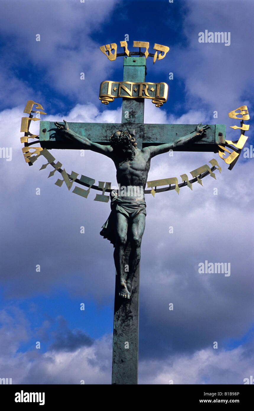 Statuary of the Holy Crucifix and Calvary, Prague, Czech Republic Stock Photo