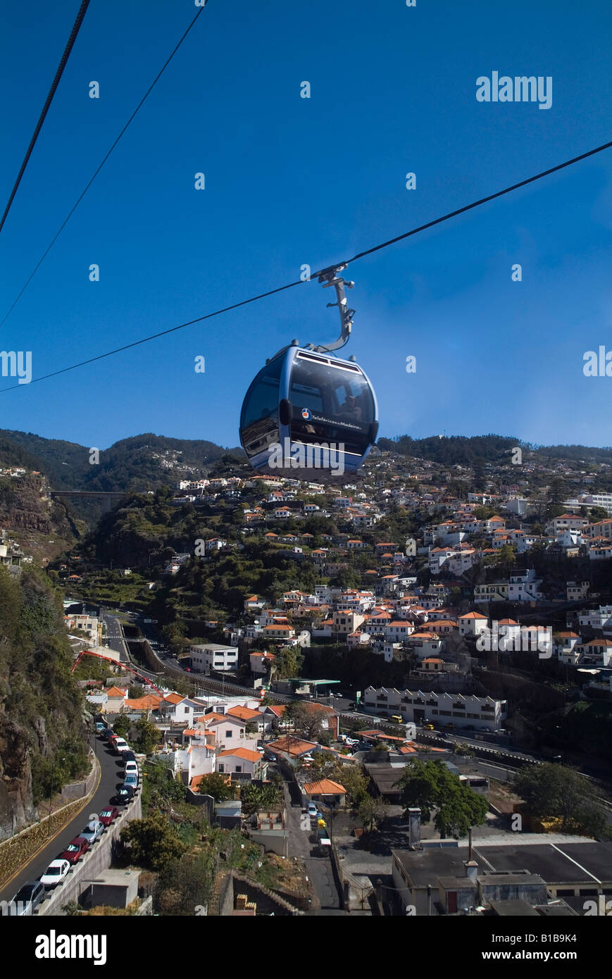 dh Cable car FUNCHAL MADEIRA Cable car pod above valley and hillside of