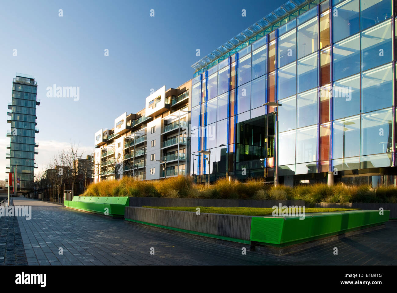 Modern Architecture at Dublin s Georges Quay Area Stock Photo