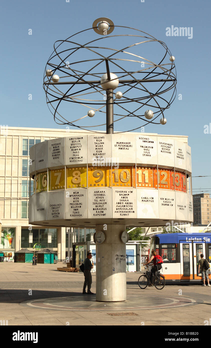 Berlin Germany the World Time Clock in Alexanderplatz Stock Photo Alamy