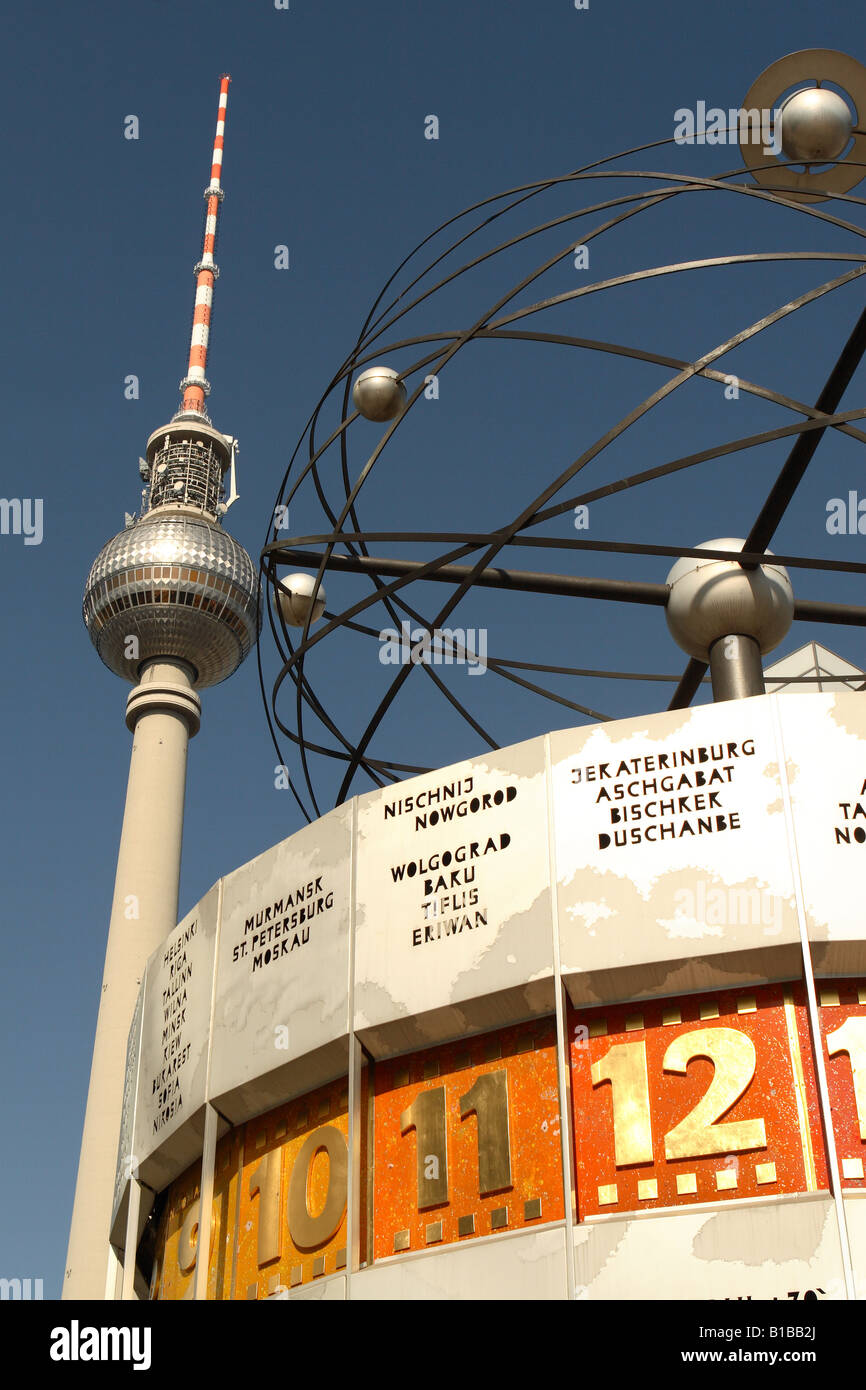 Berlin Germany the World Time Clock in Alexanderplatz with the