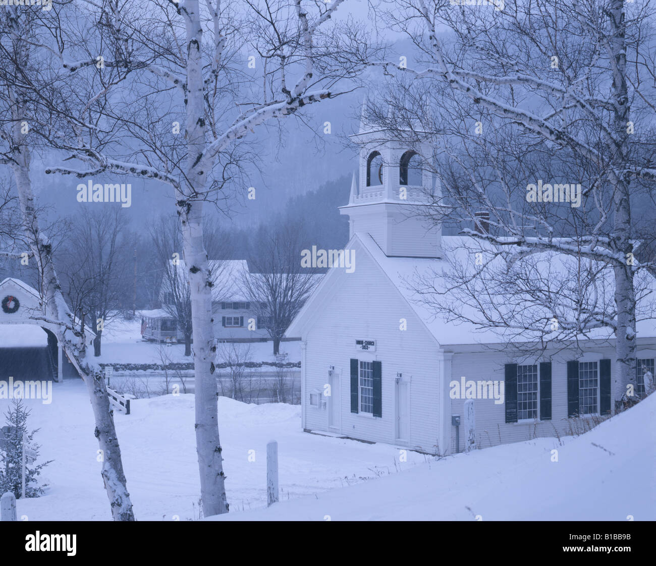 New England Village in Winter Stock Photo - Alamy