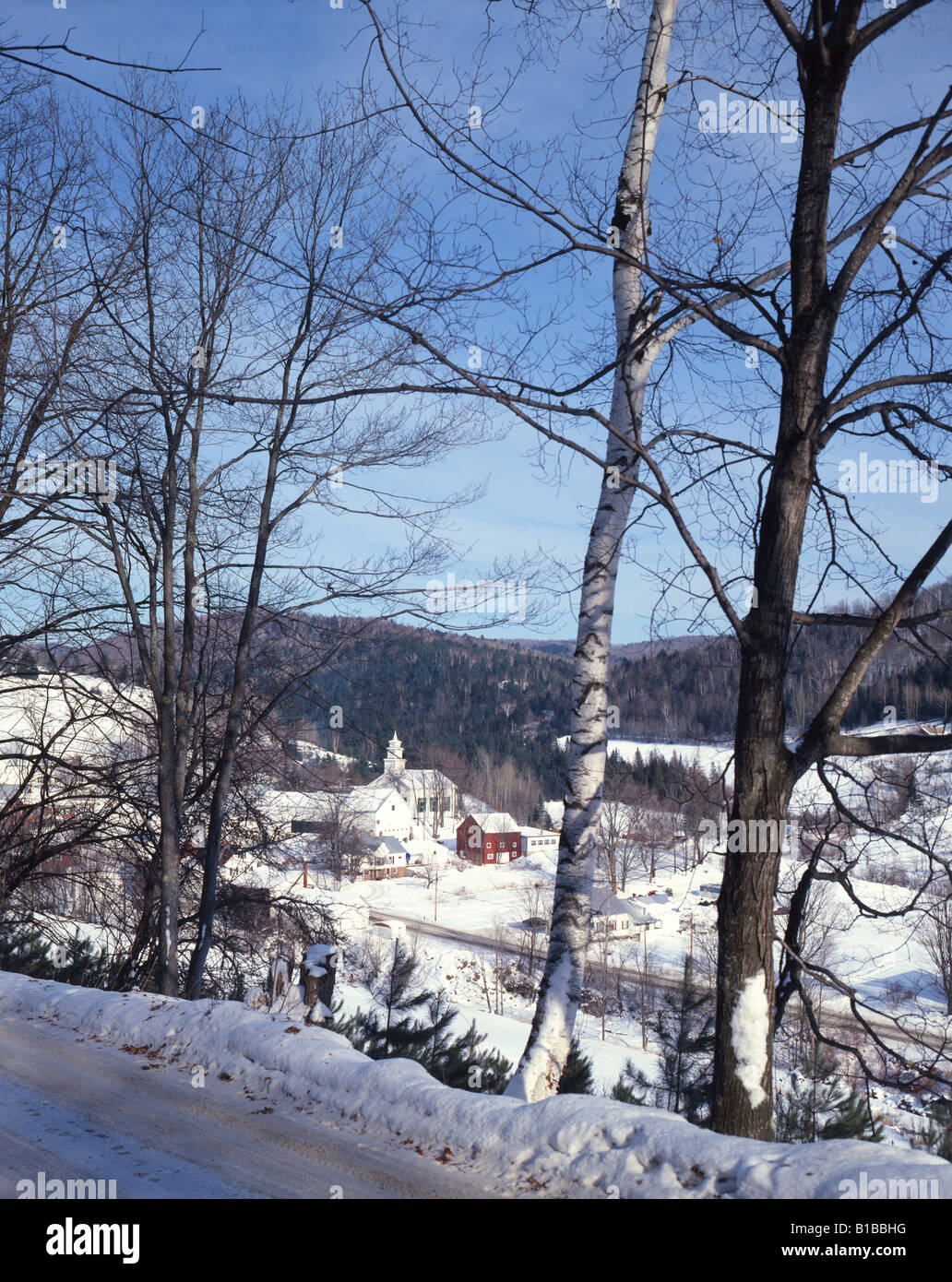 New England Village in Winter Stock Photo - Alamy