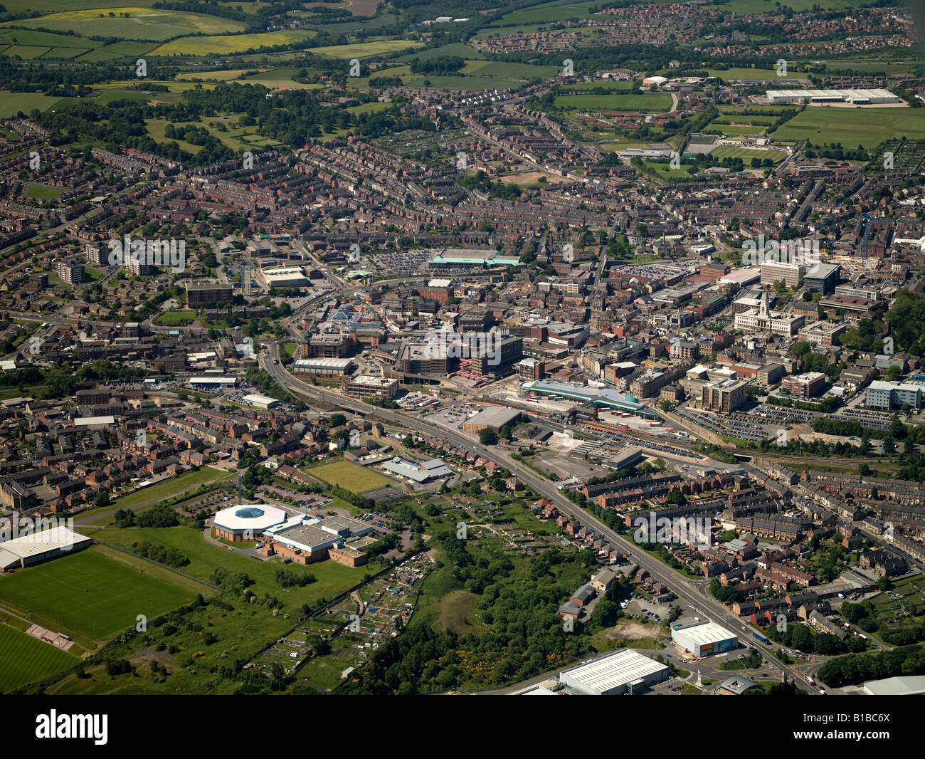 Barnsley from the Air, South Yorkshire, Northern England Stock Photo