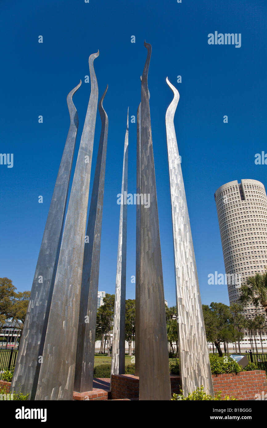 Sticks of Fire art sculpture on the University of Tampa campus in downtown Tampa, Florida Stock Photo