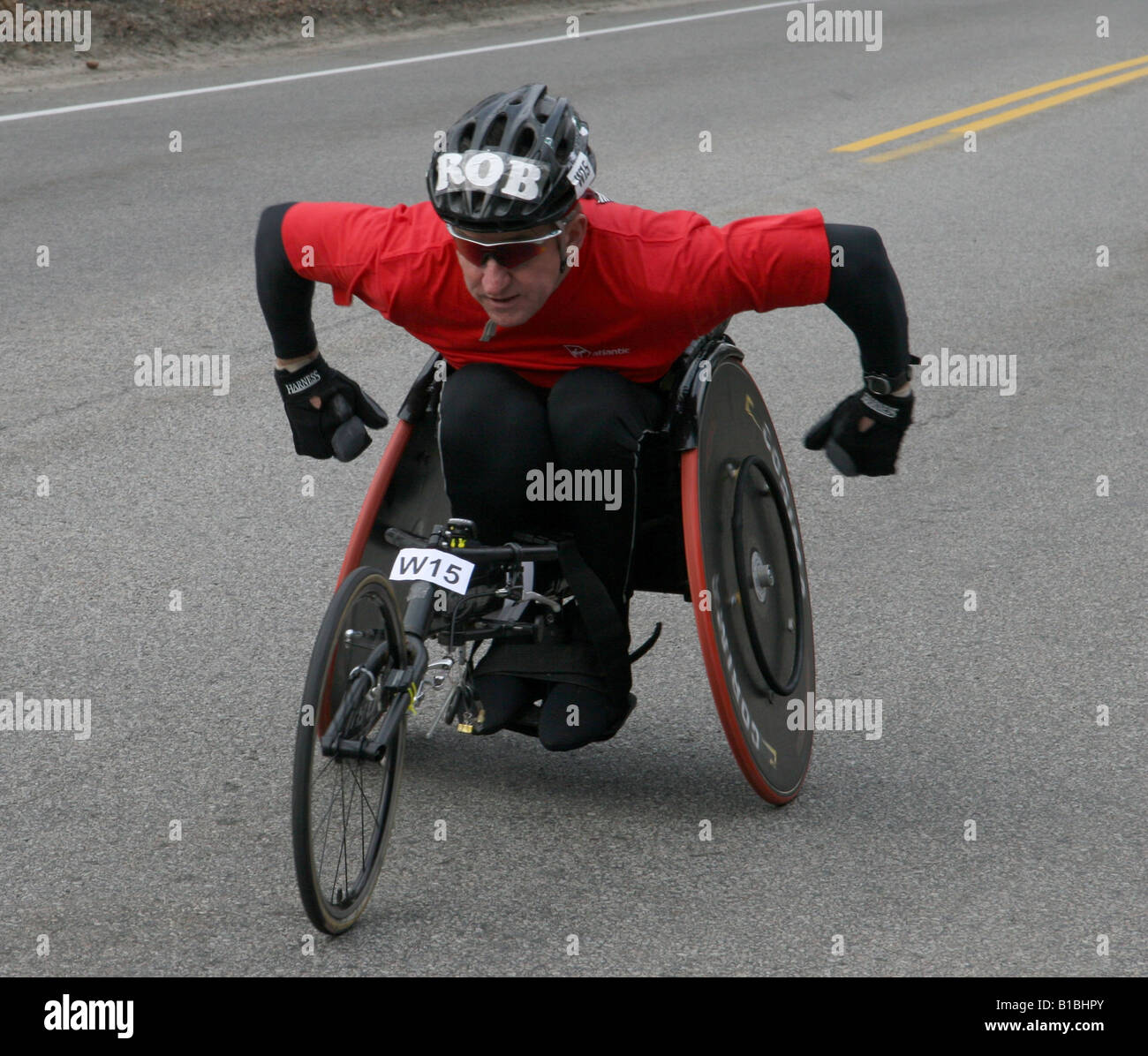 Wheelchair racer at the 2008 Boston Marathon. 21 April 2008, Hopkinton
