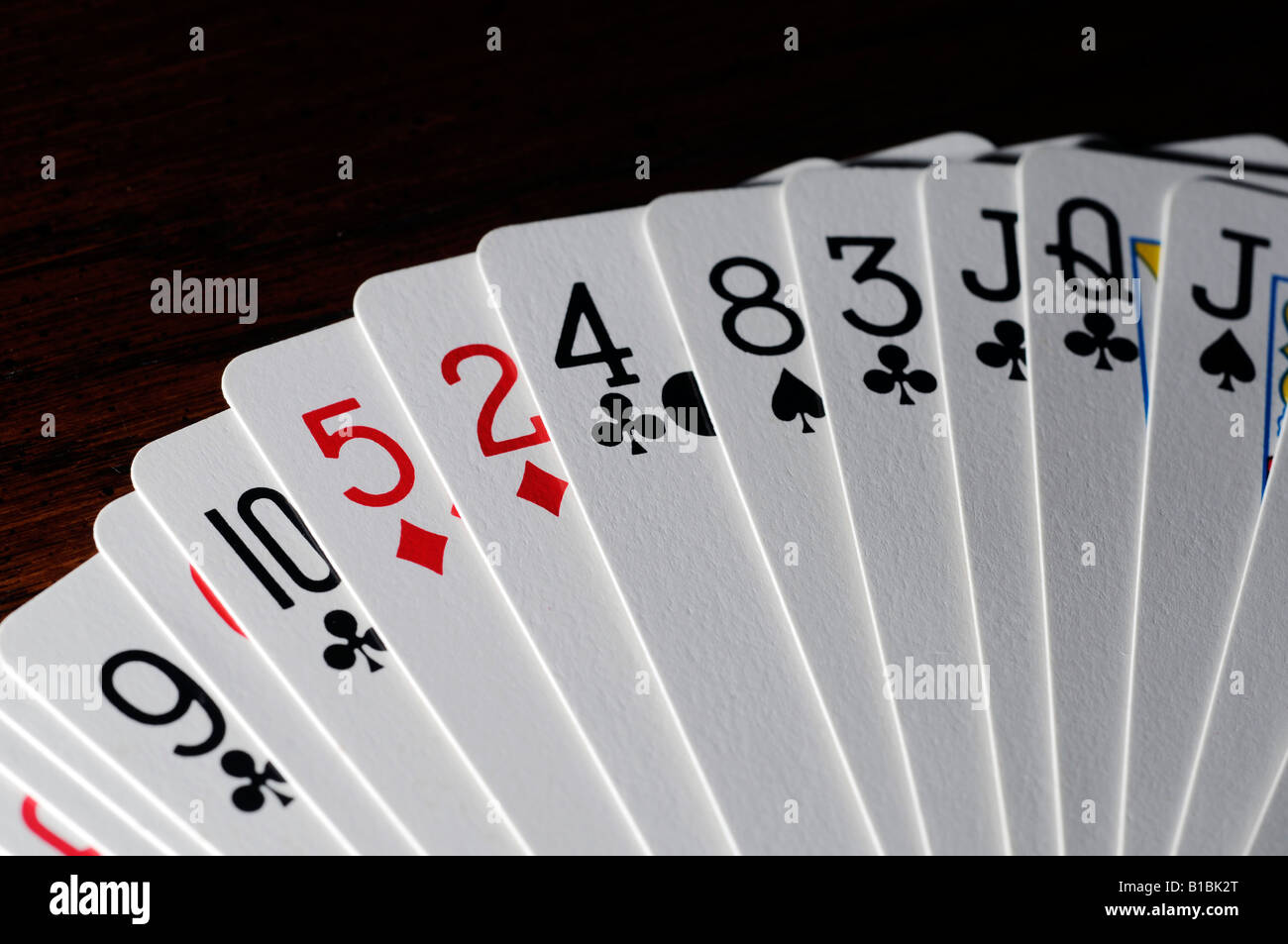 Deck of playing cards close-up in a fan Stock Photo - Alamy