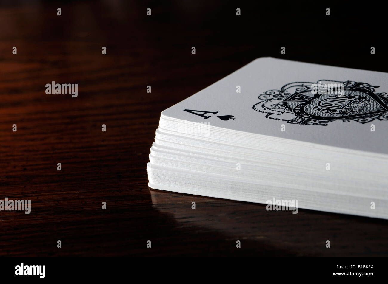 Deck of playing cards with ace of spades on top Stock Photo Alamy