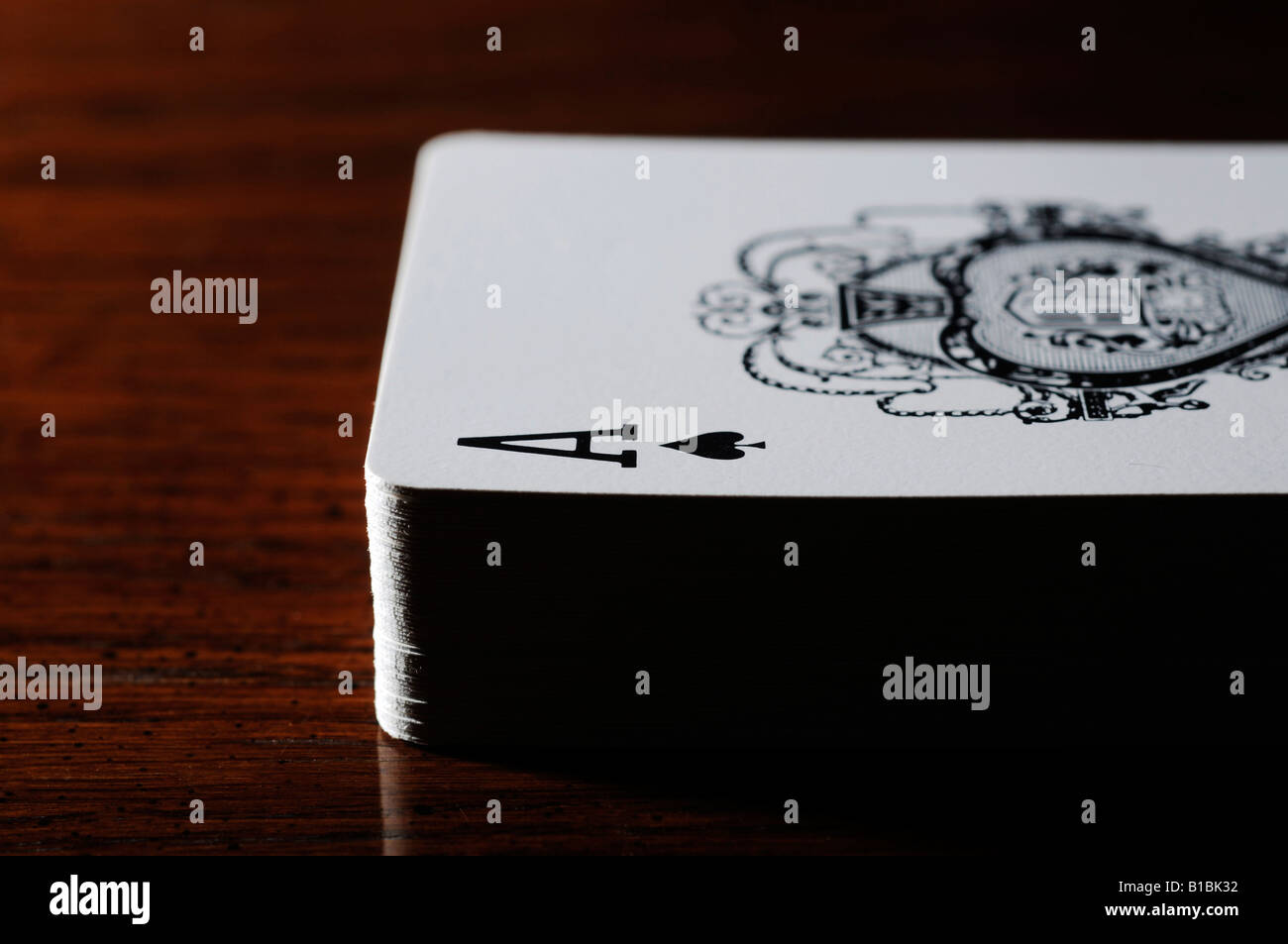 Deck of playing cards with ace of spades on top Stock Photo Alamy