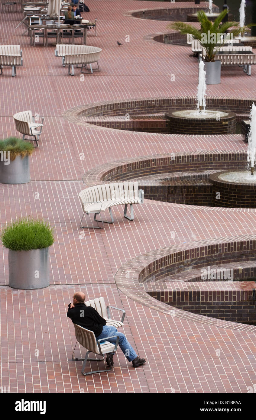 Outdoor public seating at the Barbican estate Central London Stock