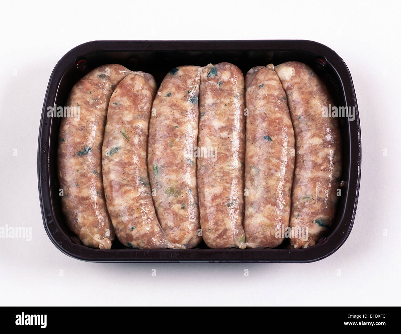 a packet of raw sausages Stock Photo