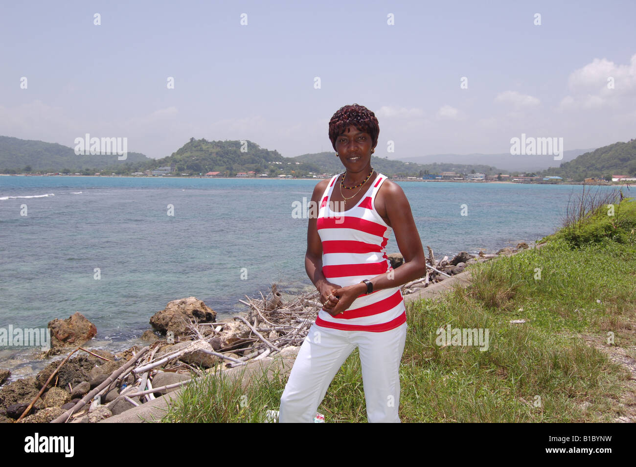A beautiful Jamaican woman on the coastline of Port Maria, St.mary