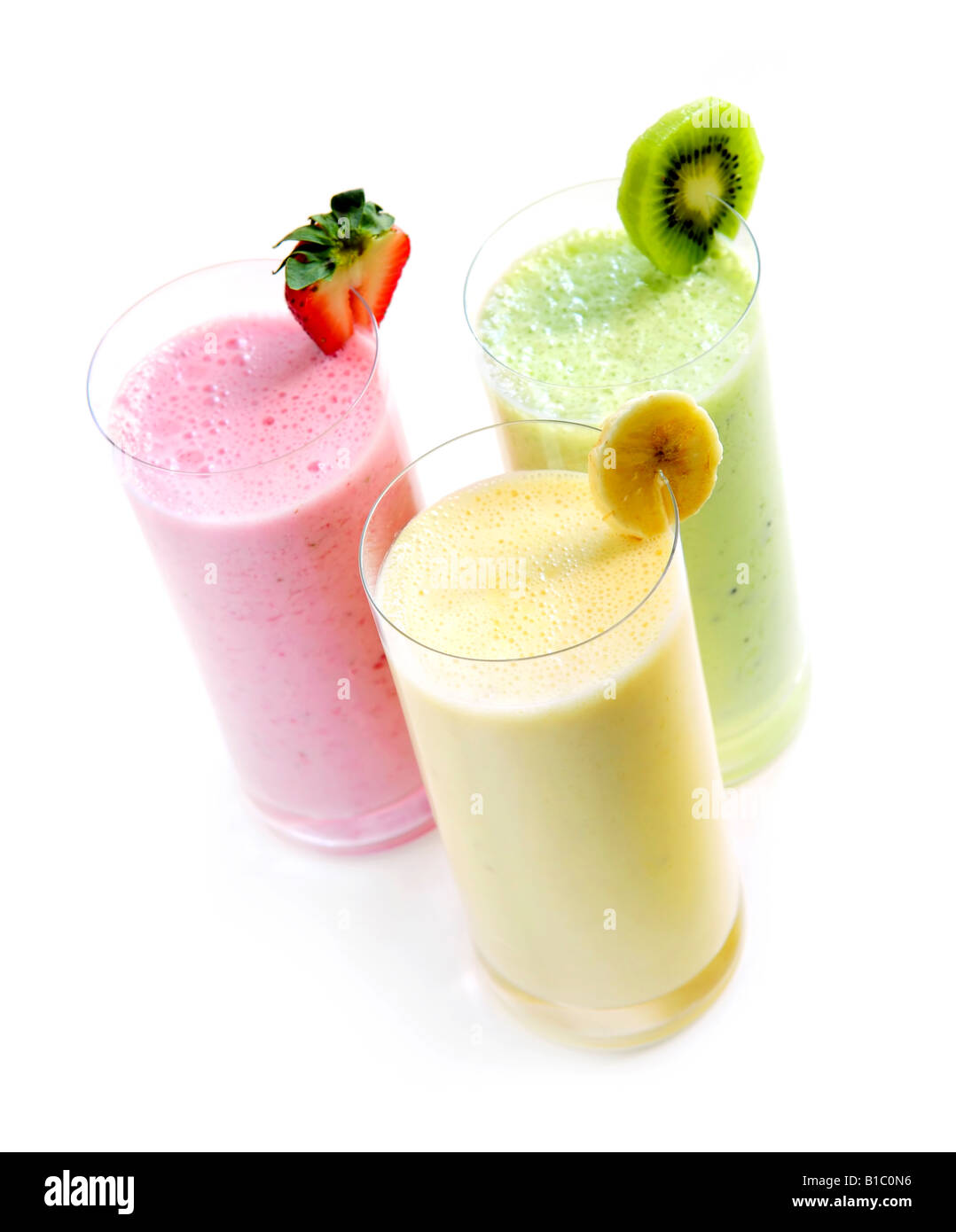 Various fruit smoothies isolated on white background Stock Photo Alamy