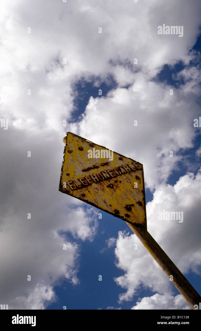 a telephone cable sign, Seaview, Isle of Wight UK Stock Photo