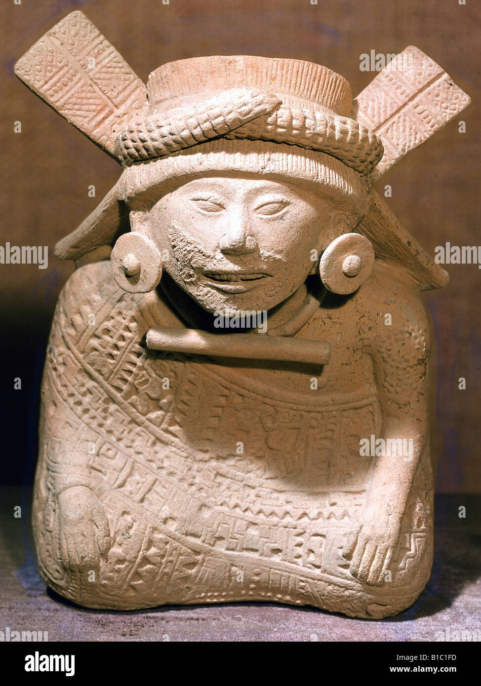 fine arts, mesoamerican civilizations, precolumbian, Remojadas, 600 - 700 AD, dignitary with jewellery, Veracruz civilization, 2 Stock Photo