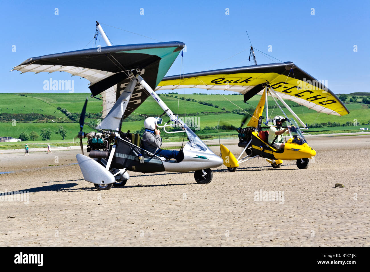 Two Quik Pegasus microlight aircraft preparing for take off at Ettrick ...