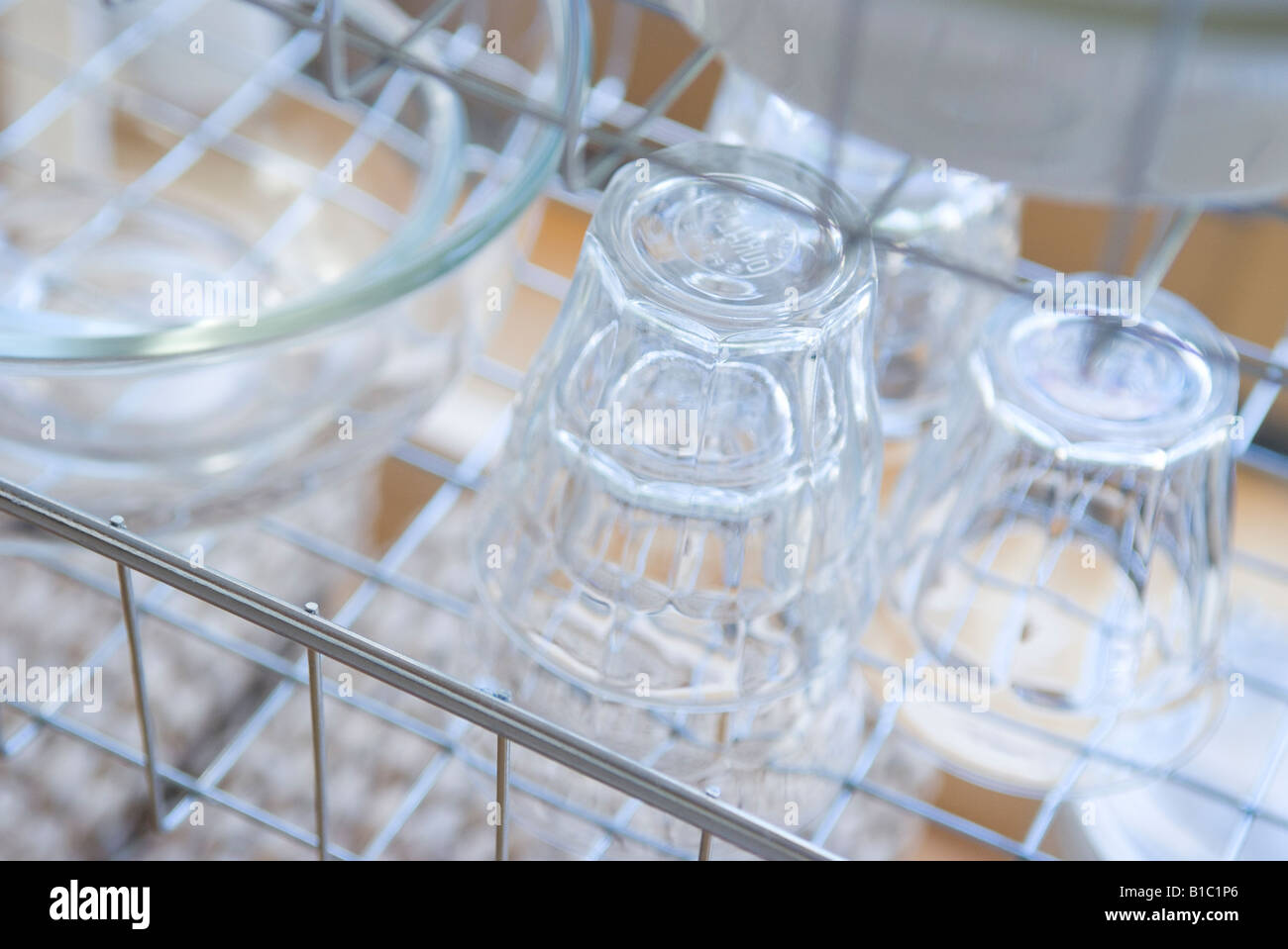 Glasses in rack Stock Photo Alamy