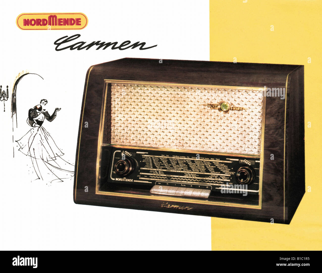 broadcast, radio, advertising, Nordmende Carmen, Germany, 1955, Stock Photo