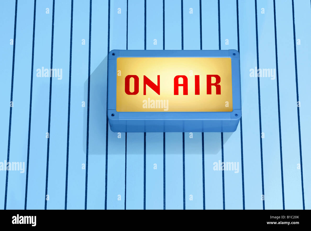 broadcast, television, studio, sign "On Air", detail, symbol, record  studio, radio station, live, lightning, still, blue,  Additional-Rights-Clearance-Info-Not-Available Stock Photo - Alamy