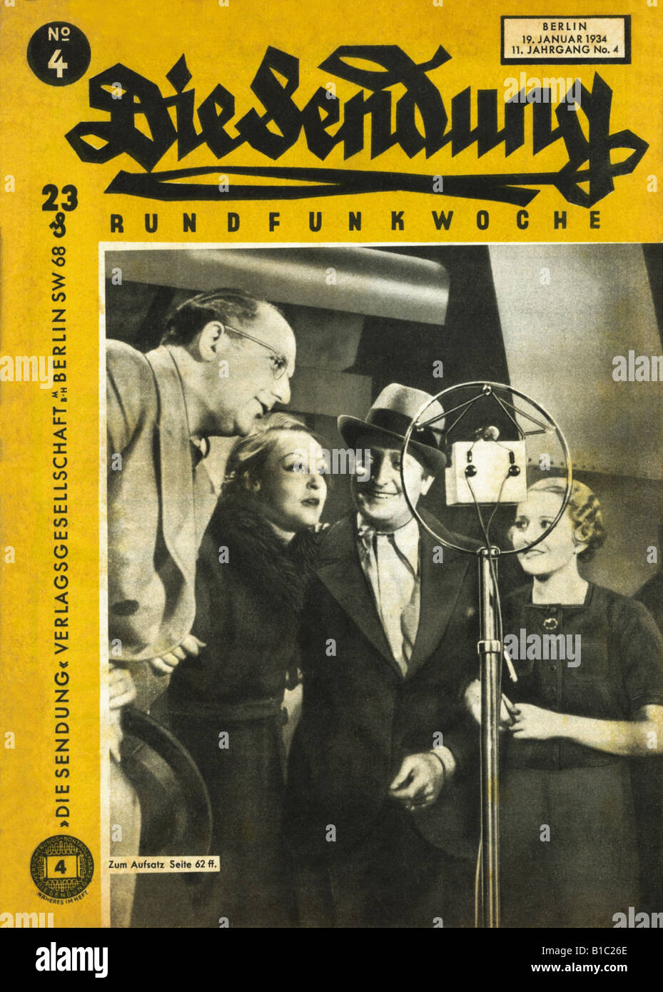 broadcast, radio, publications, 'Die Sendung', cover, Berlin, 19.01.1934, Stock Photo