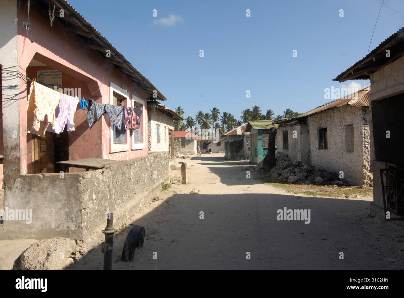geography / travel, Tanzania, Paje Town, street scenes, street in residential quarter, , Additional-Rights-Clearance-Info-Not-Available Stock Photo
