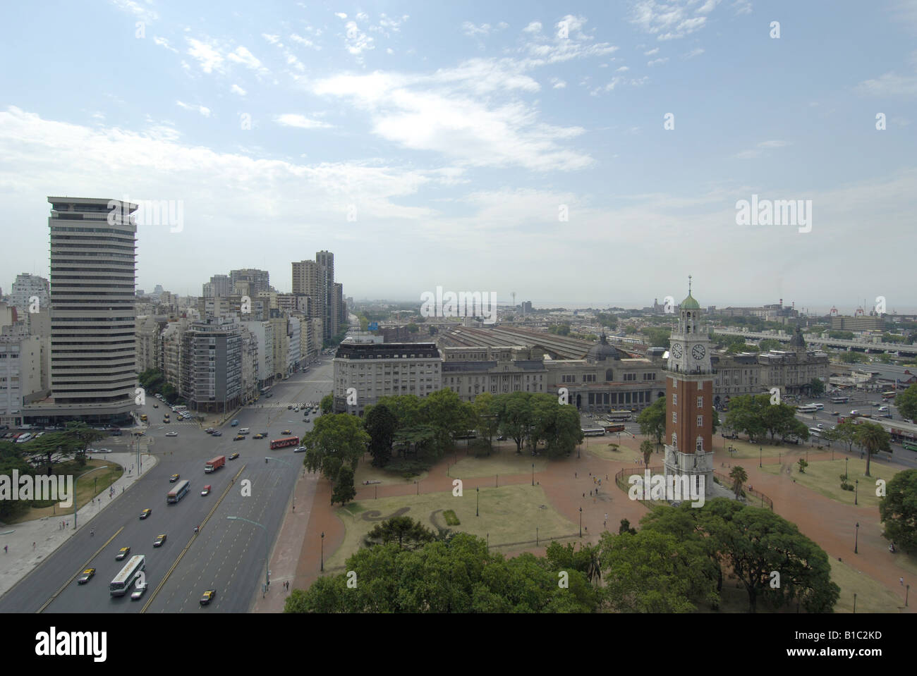 geography / travel, Argentina, Buenos Aires, city views / cityscapes, view from Hotel Sheraton towards Retiro with British Tower, Additional-Rights-Clearance-Info-Not-Available Stock Photo