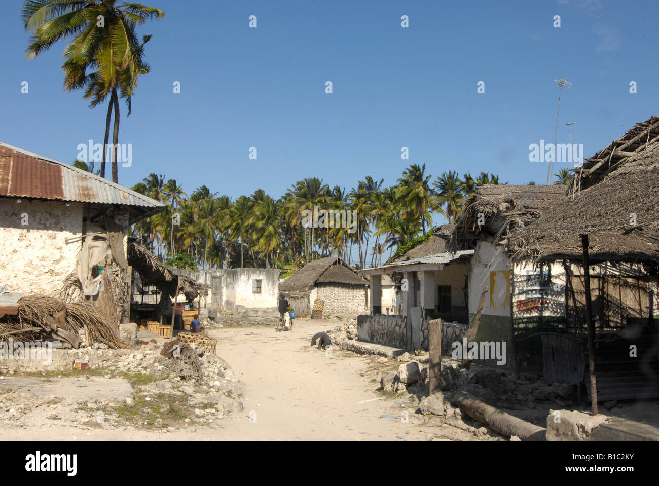geography / travel, Tanzania, Paje Town, street scenes, street in residential quarter, Additional-Rights-Clearance-Info-Not-Available Stock Photo