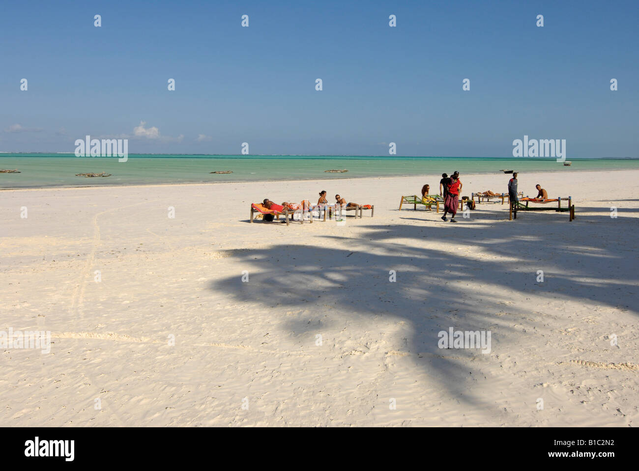 geography / travel, Tanzania, Paje, beaches, tourists on Paje beach, , Additional-Rights-Clearance-Info-Not-Available Stock Photo