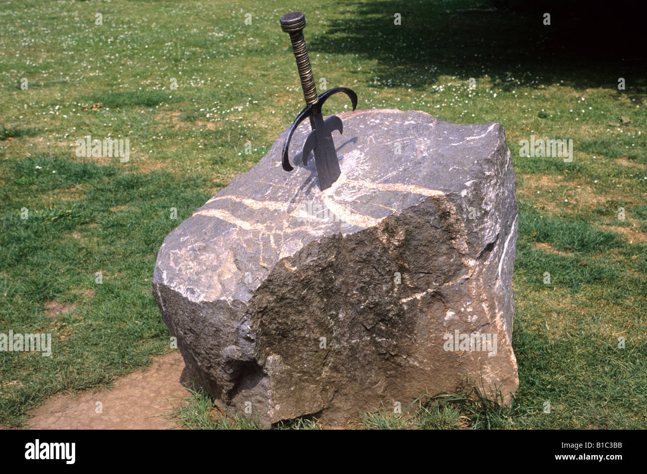 Sword in Stone Taunton King Arthur Arthurian Legend Somerset England UK myth Stock Photo