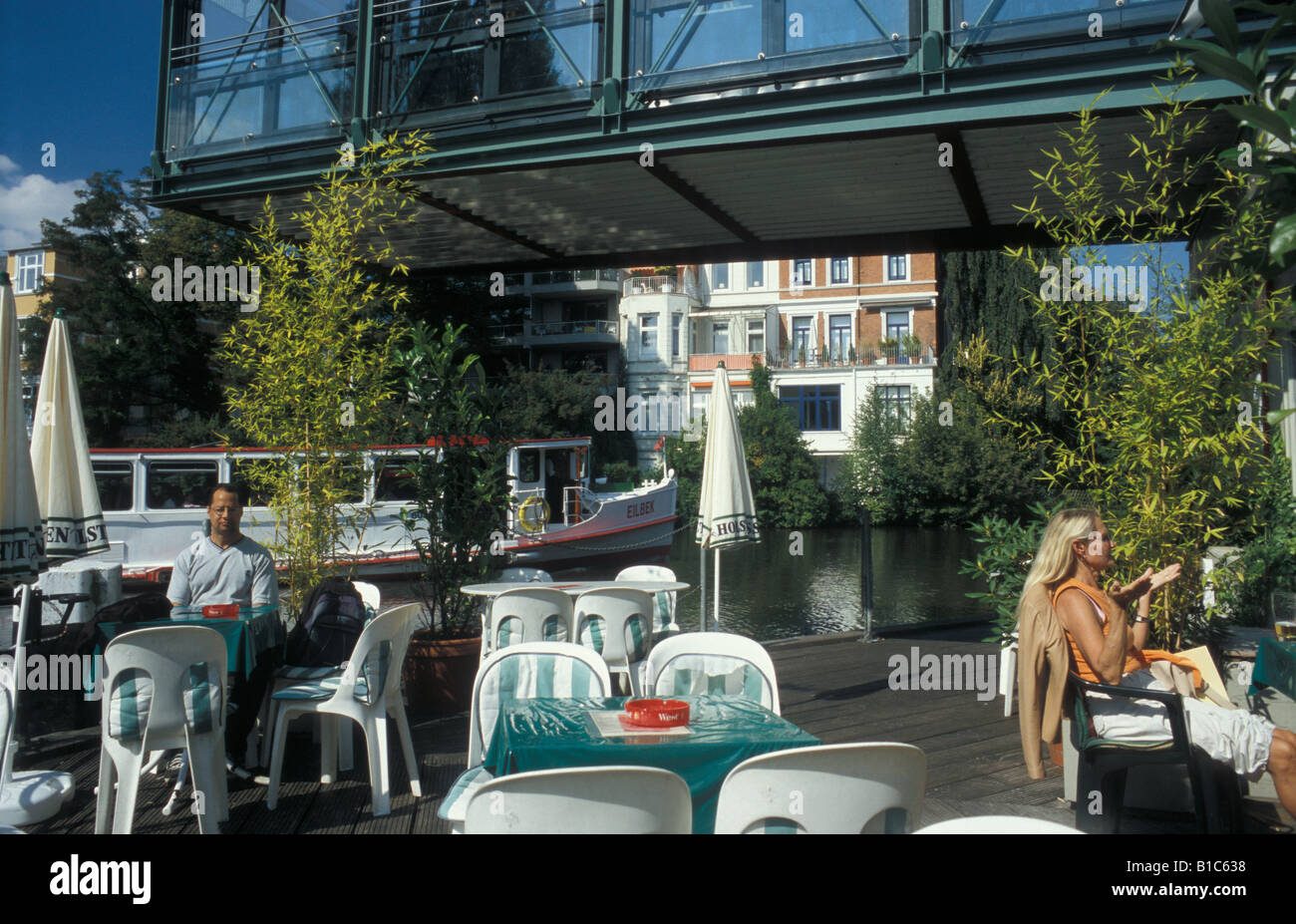 Outdoor café at the Osterbek canal in Hamburg, Germany Stock Photo Alamy